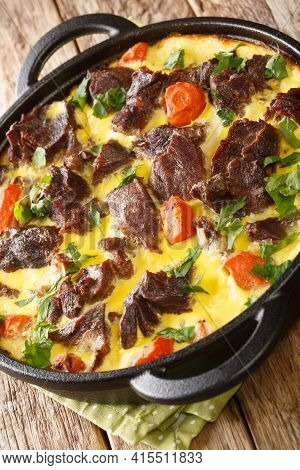 Balsica Tava Is A Dish From Montenegro Consisting Of Boiled Veal That Is Roasted In A Pan And Combin