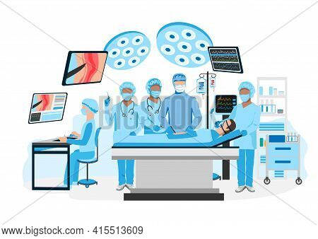 Surgical Operation In The Operating Room. Medical Equipment For Surgical Operations. Thanks To The D