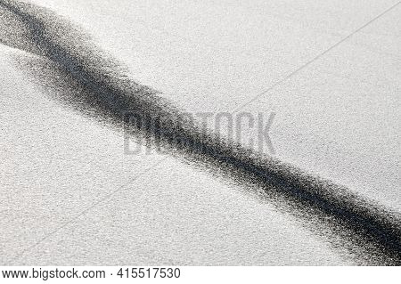Abstract Black Line On Snow-white Background. Black And White Minimalist Art, Contrast Achromatic. M