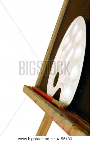 Paint Brush Palette cavalletto isolata On White
