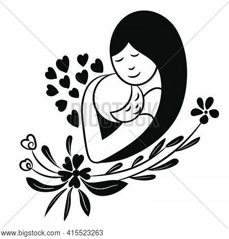 Mother Holding A Newborn Baby With Her Arm In Heart-shaped