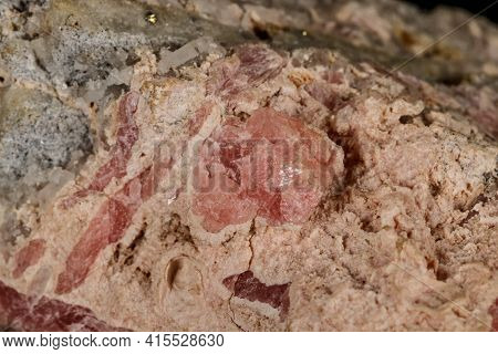 Macro Stone Cobalt Calcite Mineral On A Black Background