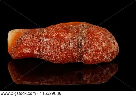 Macro Stone Apophyllite Mineral On Black Background Close Up