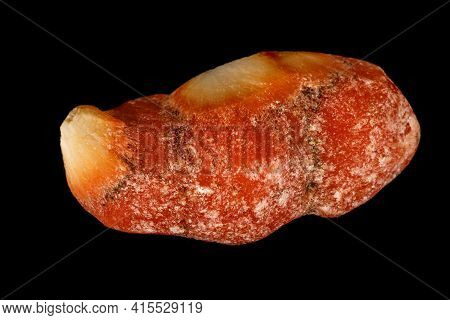 Macro Stone Apophyllite Mineral On Black Background