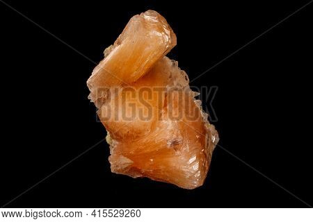 Macro Stone Apophyllite Mineral On Black Background