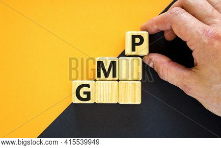 Gmp, Good Manufacturing Practice Symbol. Concept Words Gmp, Good Manufacturing Practice On Cubes On 