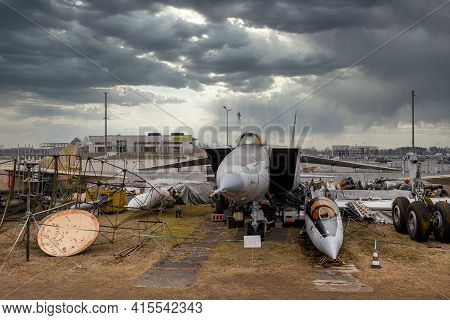 Riga, Latvia - March 6, 2021: Detail Of The Mikoyan Mig 25 Rbs Reconnaissance Aircraft, Nato Code Na