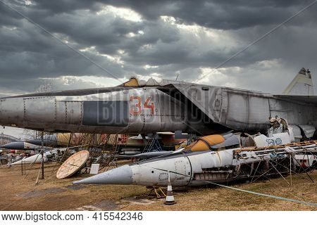 Riga, Latvia - March 6, 2021: Detail Of The Mikoyan Mig 25 Rbs Reconnaissance Aircraft, Nato Code Na