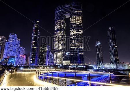 20th Nov 2020. Beautiful Night View Of The Illuminated Skyscrapers At The Dubai Marina Captured From