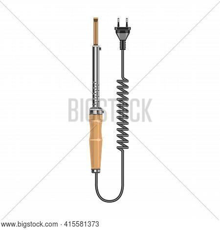 Soldering Iron Isolated Cartoon Icon. Vector Illustration Solder On White Background. Vector Cartoon