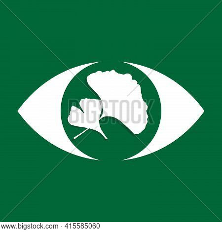Eye And Ginkgo Leaves Icons Vector Illustration, Ginkgo Biloba Leaves