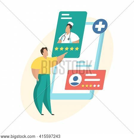 Choosing Doctor Through Mobile Application. Doctors Rating And Review. Online Medical Consultation. 