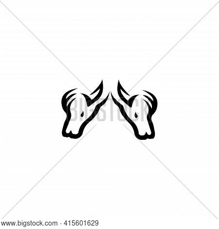 Head Bull Fighting Concept. Vector Illustration Template