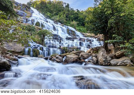 Mae Ya Waterfall In Doi Inthanon National Park, One Of Largest And Most Famous Cascade In Country, C