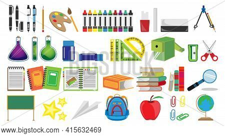 Back To School Items And Equipment Set