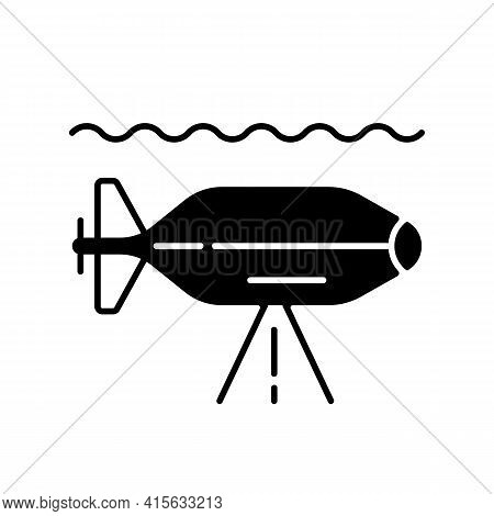 Auv Black Linear Icon. Autonomous Underwater Vehicle Is Robot That Travels Underwater Without Requir