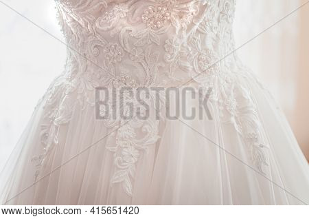 Part Of White Wedding Dress With Lace