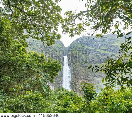 São Roque De Minas - Mg, Brazil - December 13, 2020: View Through The Trees Of The Casca D'anta Wate