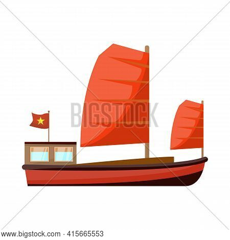 Vector Design Of Ship And Vietnamese Icon. Set Of Ship And Boat Stock Vector Illustration.
