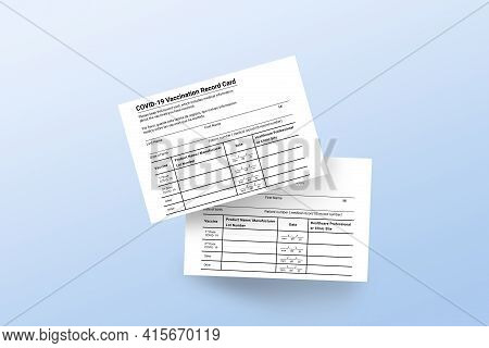 Immune Passport Or Certificate For Travel Concept. Coronavirus Vaccination Record Card. 2019-ncov Co