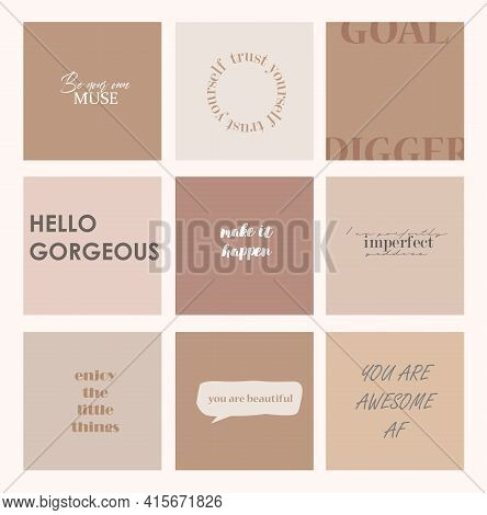 Design backgrounds for social media banner.Set of instagram post frame templates.Vector cover. Mockup for personal blog or shop.Layout for promotion.Endless square puzzle.