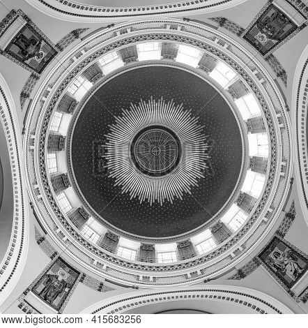 Vienna, Austria - April 26, 2015:  Inside The Chappel Karl Borromaeus Of The Central Cemetery In Vie