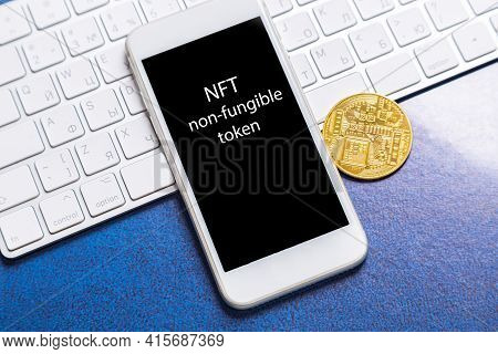 Crypto Art Concept. Blockchain Called Nfts. Digital Collectibles For Cryptocurrencies. Non-fungible