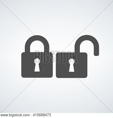 Lock Unlock Privacy Protection Icon. Stock Vector Illustration Isolated