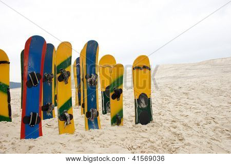 Florianopolis, Santa Catarina, Brezilya Joaquina beach kurullarında kum.