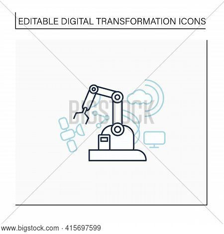 Industry 4.0 Line Icon. Mechanization.cyber Physical System. Connectivity.smart Technologies, Big Da