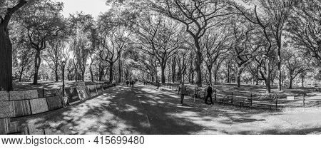 New York, Usa - October 20, 2015: People Enjoying Walking In  Central Park In New York. With 1.75 Bi