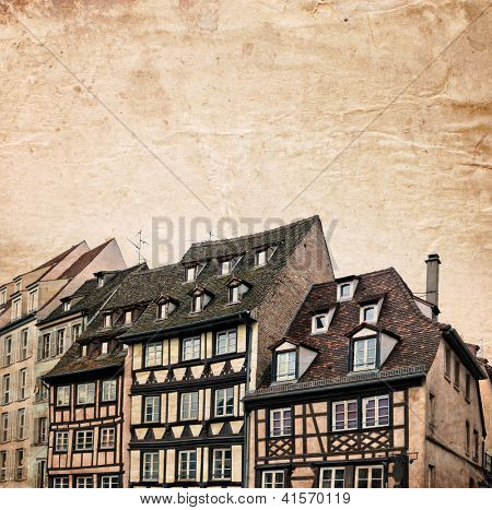 Tipiche case a graticcio street a Strasburgo, Alsazia, Francia - stile retrò