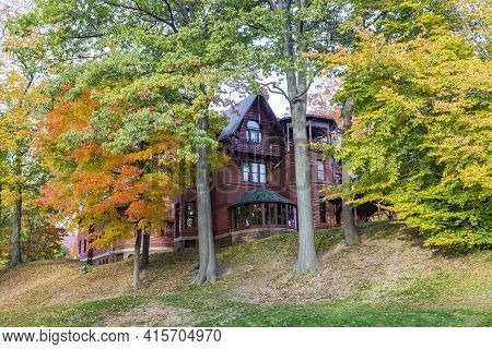 Hartford, Usa - October 27, 2015: Mark Twain House In Hartford, Connecticut. The Former Home Of Mark