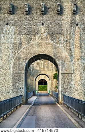 Zaehringen Bridge Across The Sarine In Fribourg, Switzerland