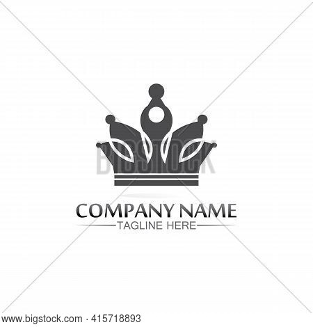 Crown Logo Template Vector Icon Illustration Design, Vector Icon Crown, King, Queen, Logo Design For