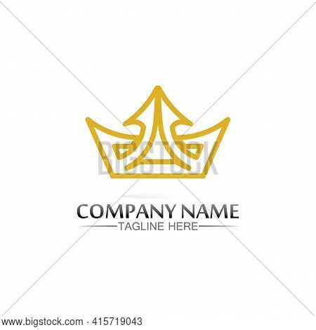 Crown Logo Template Vector Icon Illustration Design, Vector Icon Crown, King, Queen, Logo Design For