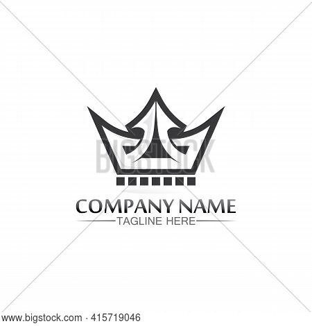 Crown Logo Template Vector Icon Illustration Design, Vector Icon Crown, King, Queen, Logo Design For