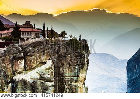 Monastery Of The Holy Trinity On Cliff. Greek Destinations. The Meteora Monasteries, Greece Kalambak