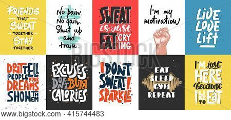 Set Of 10 Motivational And Inspirational Lettering Posters, Decoration, Prints, T-shirt Design For S