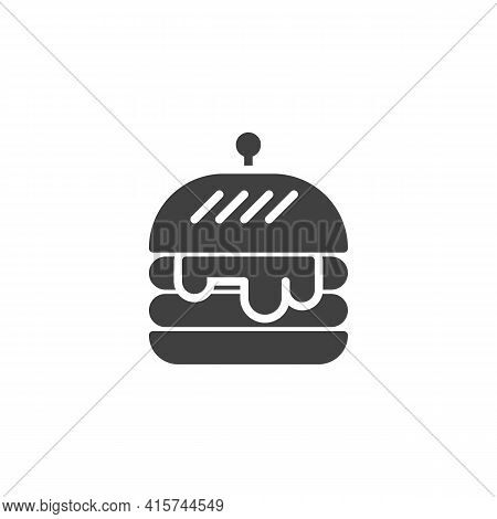Big Burger Vector Icon. Filled Flat Sign For Mobile Concept And Web Design. Hamburger, Cheeseburger 