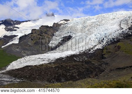 Skaftafell / Iceland - August 18, 2017: Skaftafellsjokull Tongue Glacie In Iceland, Europe