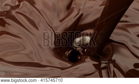 Hot chocolate waves, melted chocolae mixing.