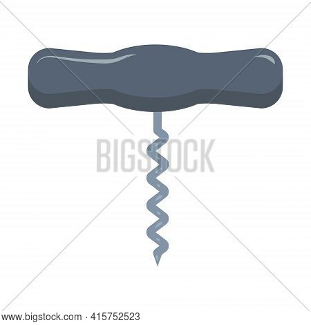 Gray Corkscrew. Vector Illustration In Flat Style On White Isolated Background.