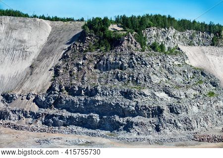 Surface Mining Operations, Open Pit With Gravel Digging. Area Where The Baltic Crystal Shield Reache