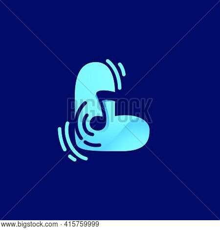 Letter L Logo With Musical Note. Vector Negative Space Style Icon For Sound Media Company, Audio Mag