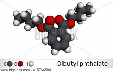 Dibutyl Phthalate, Dbp Molecule. It Is Phthalate Ester, Diester. It Is Environmental Contaminant, Te