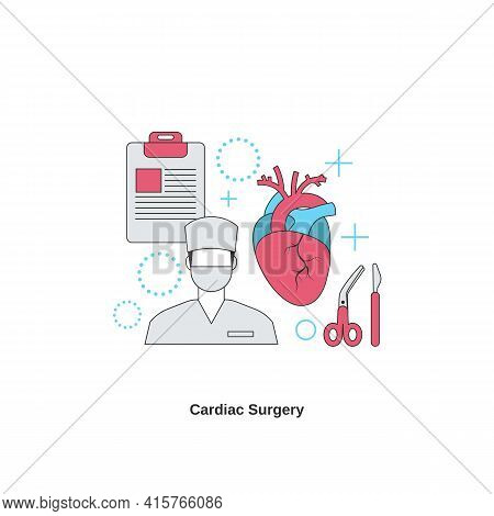 Cardiac Surgery Concept. Cardiology System Medicine Treatment. Vector Illustration.