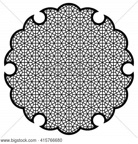 Yukiwa Flower With Pattern In Japanese Style Of Kumiko Zaiku. Design Element For Laser Cutting And P