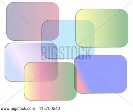 Realistic Transparent Blue And Green,red  Glass Plate, Sign Board Isolated On Background. Glass Plat