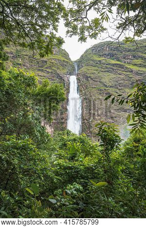 São Roque De Minas - Mg, Brazil - December 13, 2020: View Through The Trees Of The Casca D'anta Wate